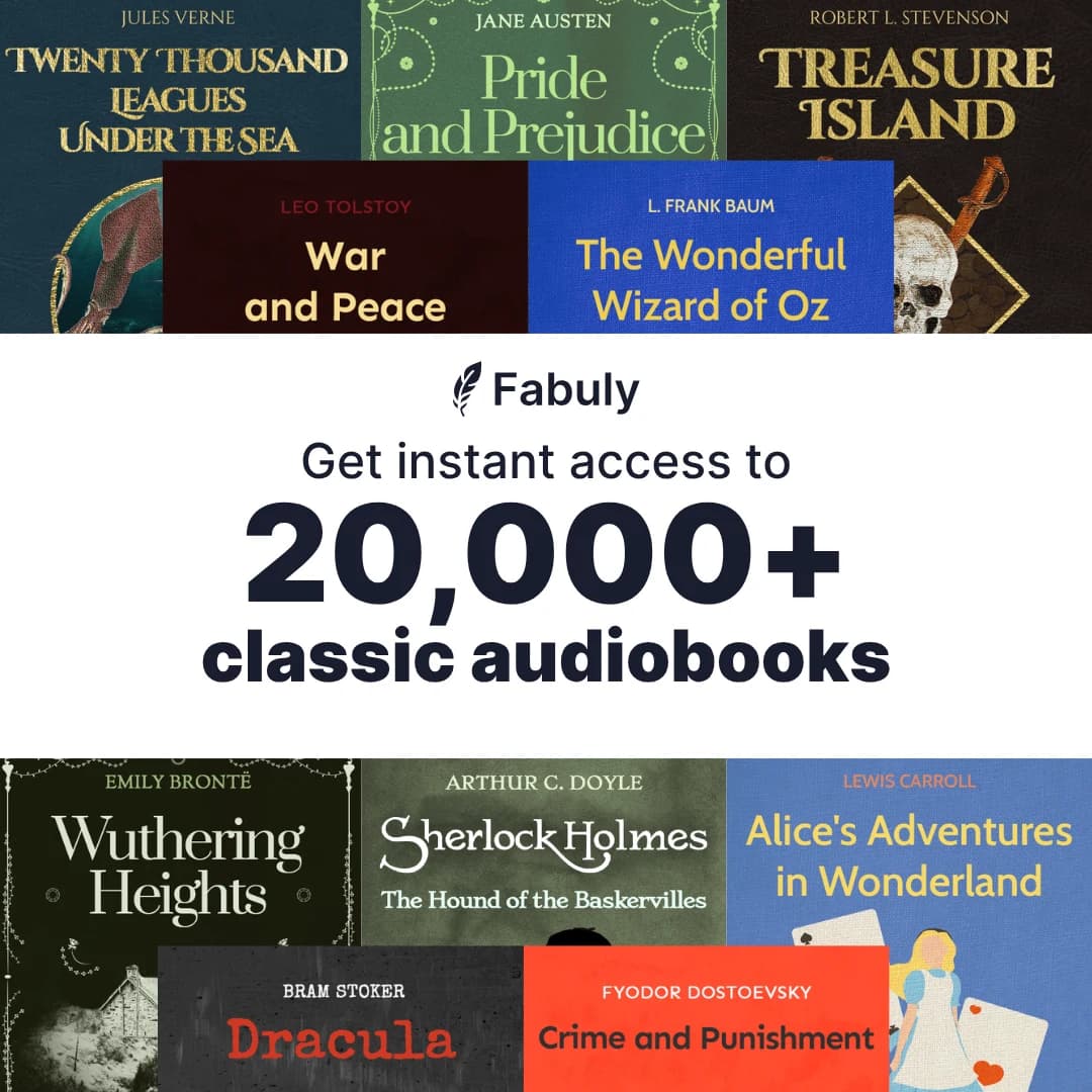 Fabuly’s classic audiobook collection, including Pride and Prejudice, Treasure Island, and Alice’s Adventures in Wonderland