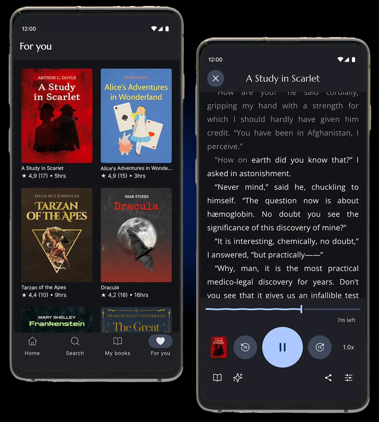 Fabuly app showcasing classic literature